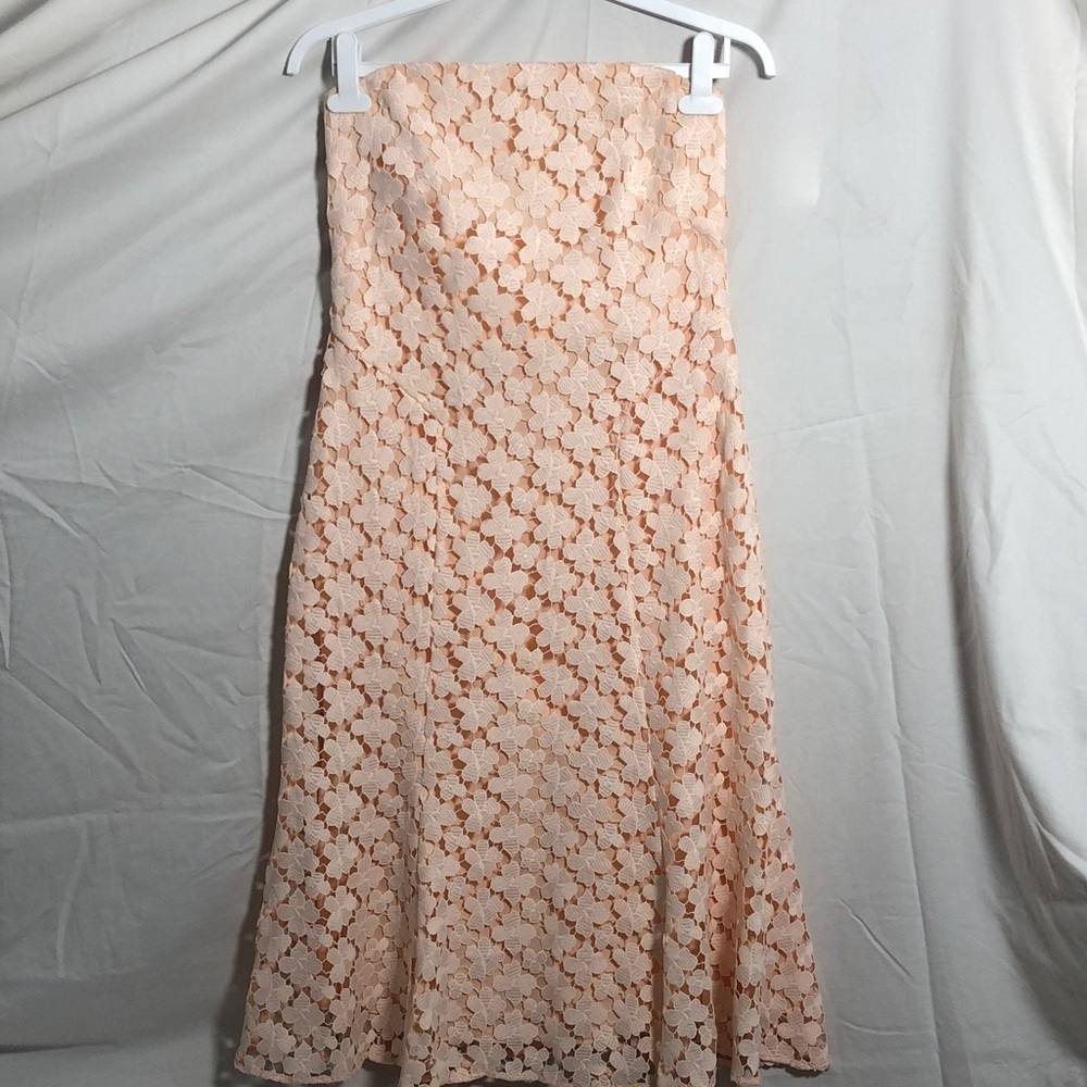 NWT SHOSHANNA Midnight Floral Lace Strapless Cocktail Dress